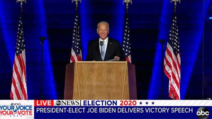 El momento emocionante del primer discurso de Joe Biden como presidente electo. (Foto: ABCnews)