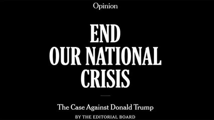 The New York Times contra un segundo mandato de Donald Trump. (Captura: UN/TNYT)