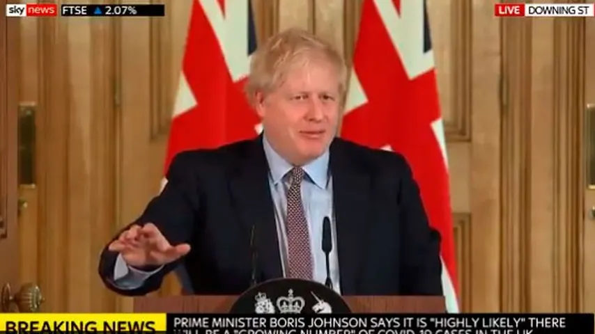 Boris Johnson, primer ministro del Reino Unido, tiene coronavirus. (Foto: Sky News)