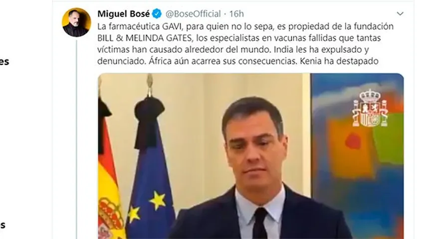 Miguel Bosé criticó las vacunas para la COVID-19. (Imagen. Twitter/@BoseOfficial)