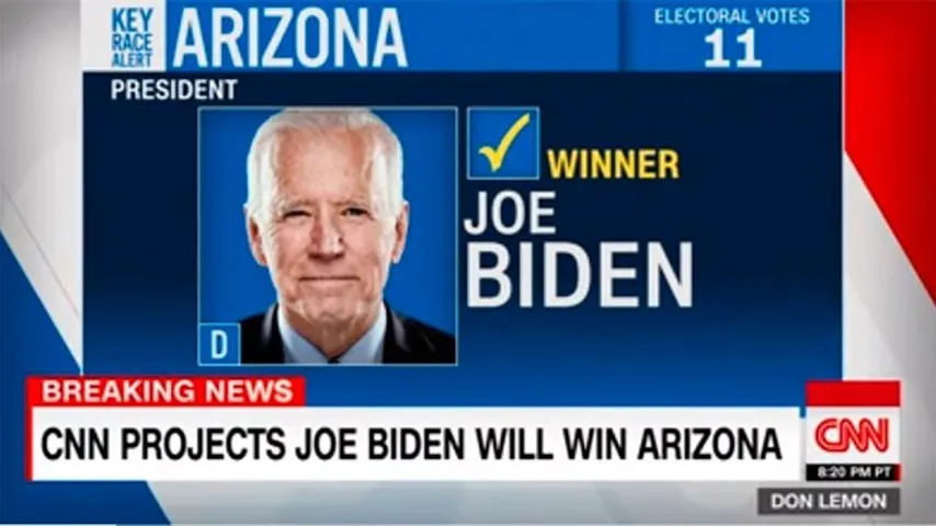 Joe Biden ganó en Arizona y consolidó aún más su victoria. (Foto: CNN)