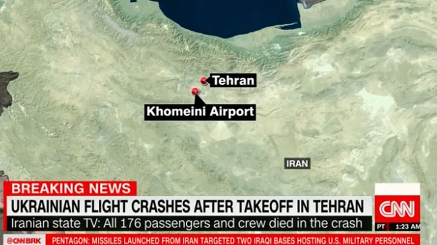 Mueren los 176 pasajeros de un avión de Ucrania que se estrella en Irán. (Imagen: CNN)